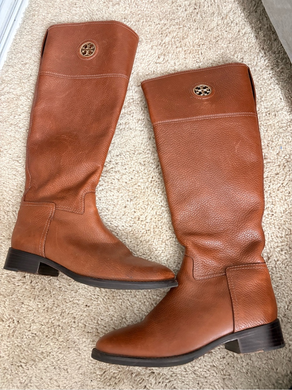 Tory Burch Leather Boots with Logo Medallion